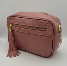 Load image into Gallery viewer, Leather 2 zip camera crossbody bag