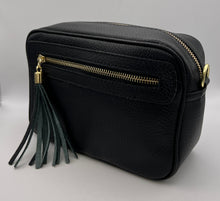 Load image into Gallery viewer, Leather 2 zip camera crossbody bag