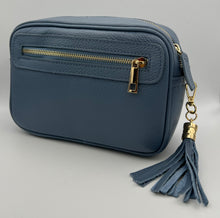 Load image into Gallery viewer, Leather 2 zip camera crossbody bag