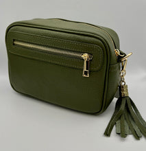 Load image into Gallery viewer, Leather 2 zip camera crossbody bag
