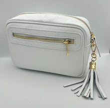 Load image into Gallery viewer, Leather 2 zip camera crossbody bag
