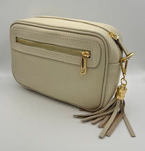 Load image into Gallery viewer, Leather 2 zip camera crossbody bag