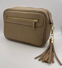 Load image into Gallery viewer, Leather 2 zip camera crossbody bag