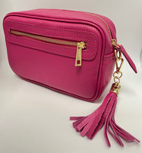 Load image into Gallery viewer, Leather 2 zip camera crossbody bag