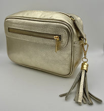 Load image into Gallery viewer, Leather 2 zip camera crossbody bag