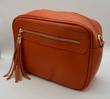 Load image into Gallery viewer, Leather 2 zip camera crossbody bag