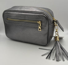 Load image into Gallery viewer, Leather 2 zip camera crossbody bag