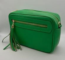 Load image into Gallery viewer, Leather 2 zip camera crossbody bag