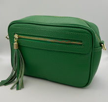 Load image into Gallery viewer, Leather 2 zip camera crossbody bag