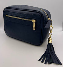 Load image into Gallery viewer, Leather 2 zip camera crossbody bag