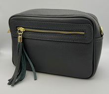 Load image into Gallery viewer, Leather 2 zip camera crossbody bag