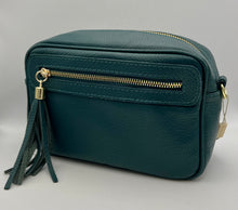 Load image into Gallery viewer, Leather 2 zip camera crossbody bag
