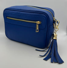 Load image into Gallery viewer, Leather 2 zip camera crossbody bag
