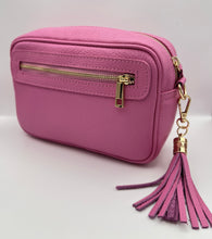 Load image into Gallery viewer, Leather 2 zip camera crossbody bag