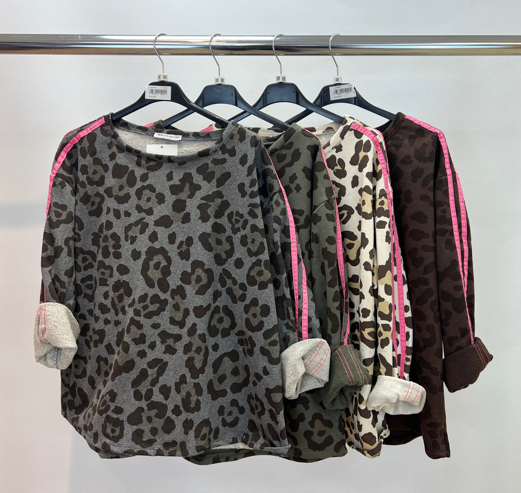 Leopard stripe sweatshirt
