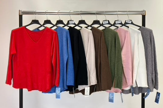 Plain soft knit v-neck jumper