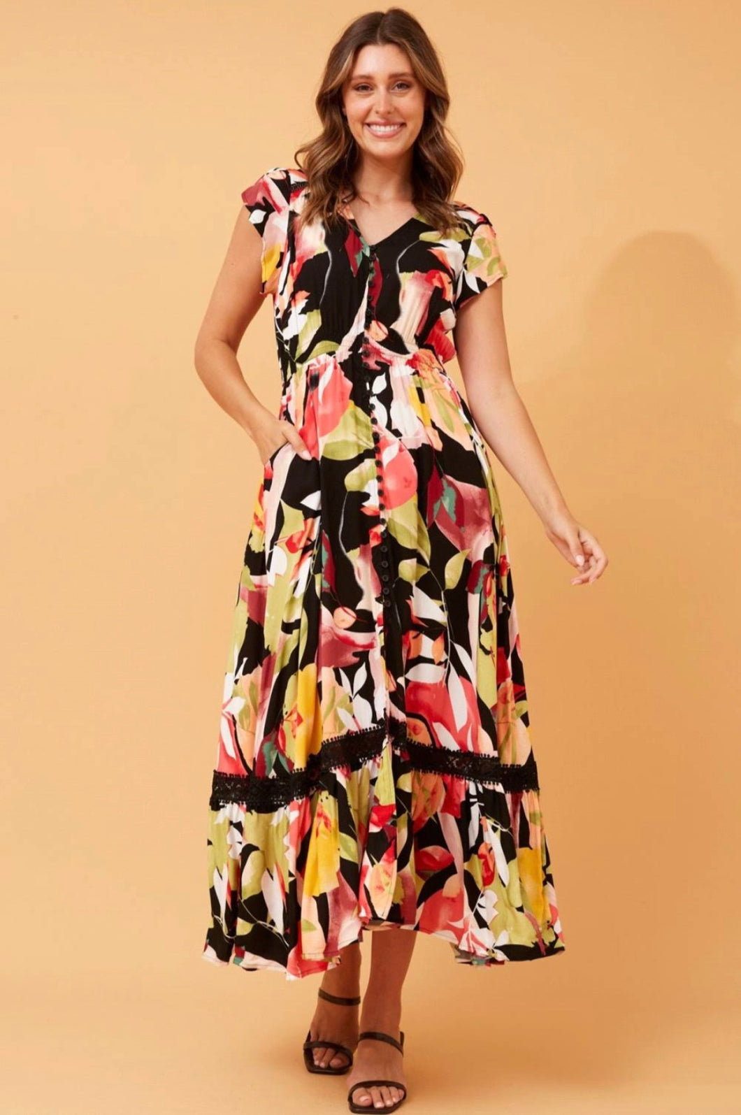 Stella Morgan black floral dress