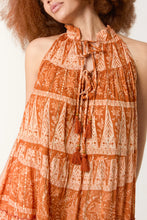 Load image into Gallery viewer, Ethnic print short tie dress
