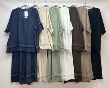 Load image into Gallery viewer, Stonewashed cotton frayed co-ord
