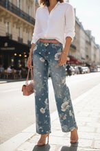 Load image into Gallery viewer, Melly flower wide leg jeans
