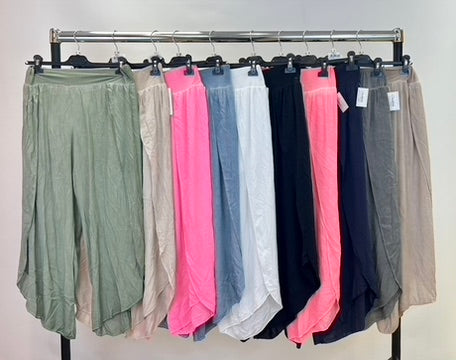Stonewashed split leg trousers