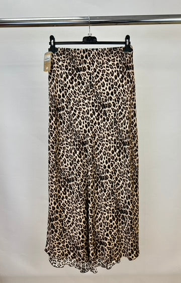 Silk blend leopard skirt