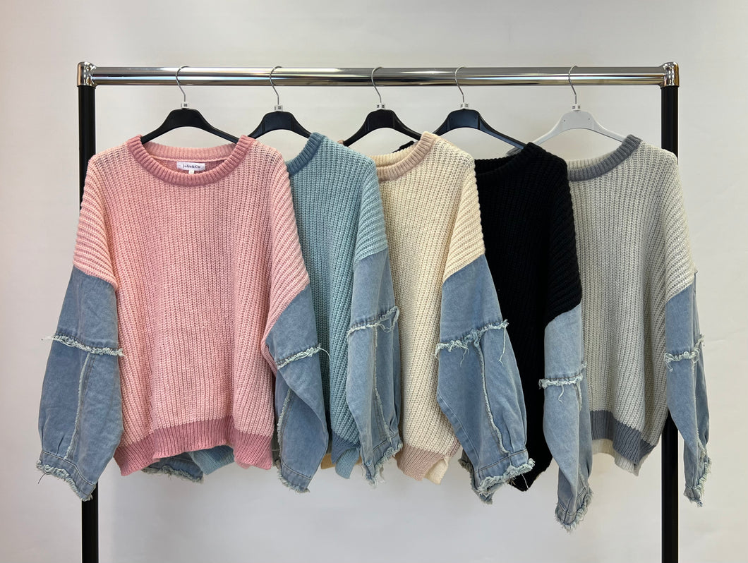 Denim sleeve jumper