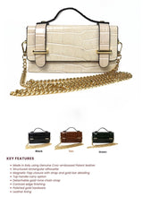 Load image into Gallery viewer, Leather crocodile bag with a gold chain
