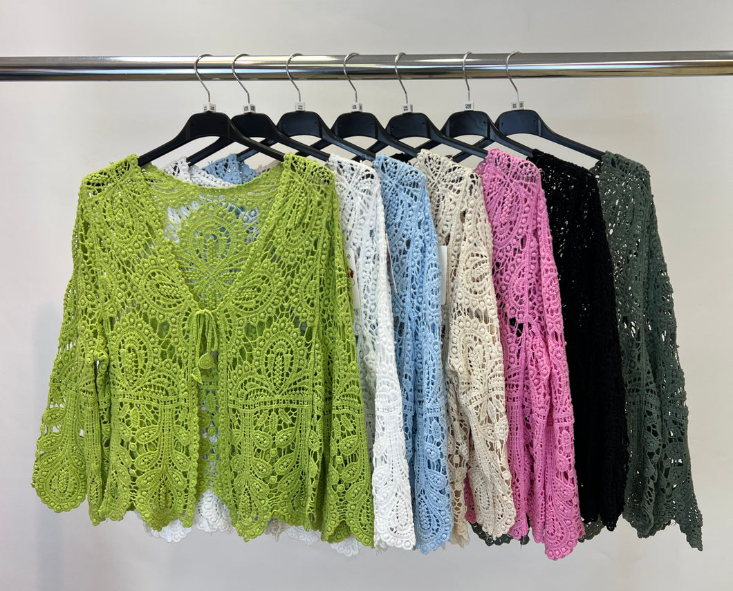 Crochet tie cardigan