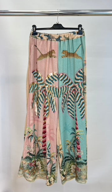 Palm tree lurex trouser