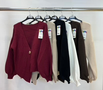 Soft knit one button cardigan