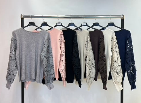 Flower crochet sleeve jumper
