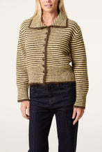 Load image into Gallery viewer, Funnel neck stripe cardigan
