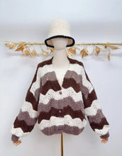 Load image into Gallery viewer, Heart button wave knit cardigan
