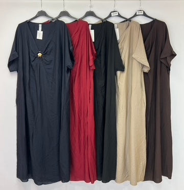 Shell pinched v-neck dress