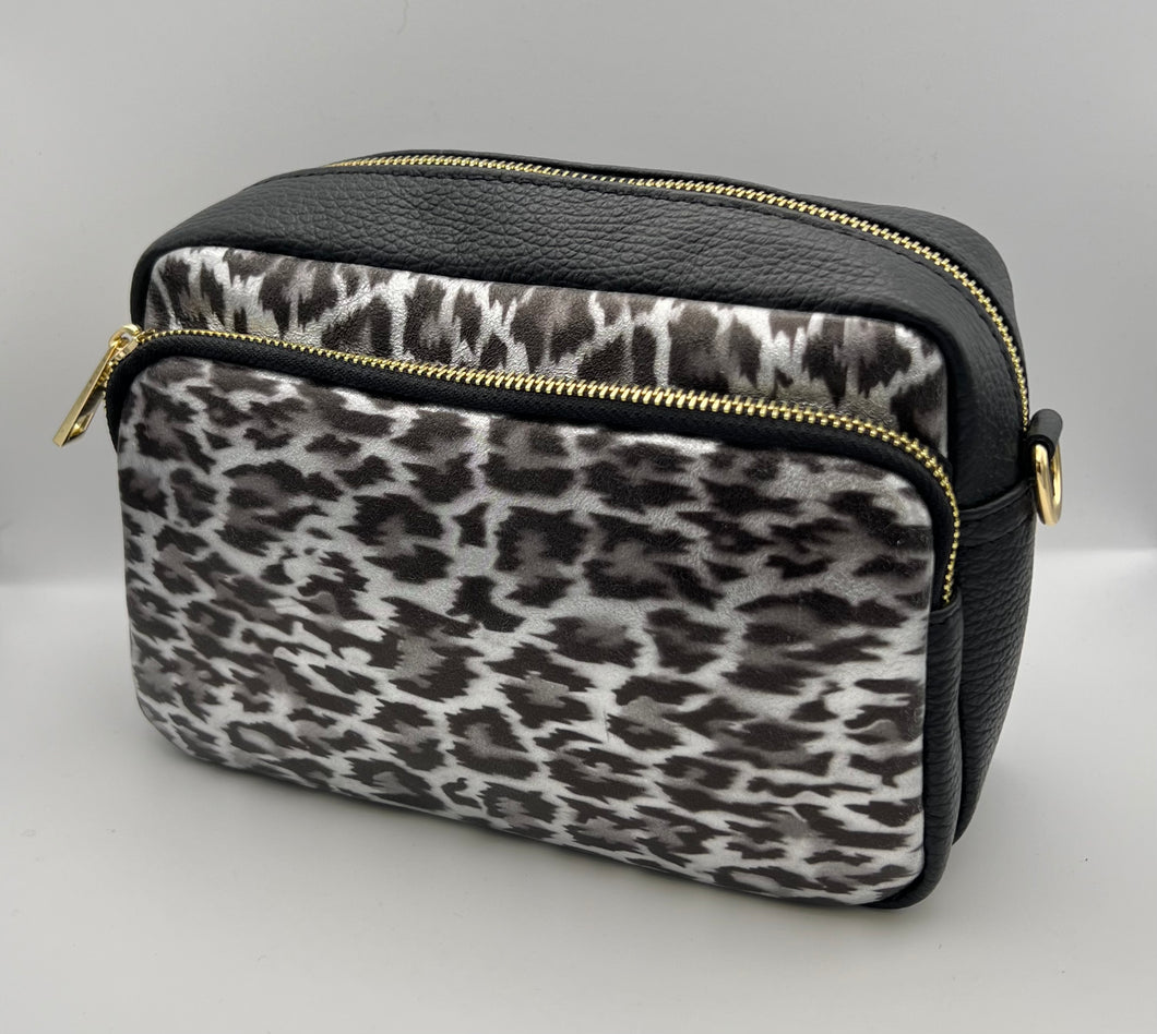 Leopard print leather 2 compartment bag