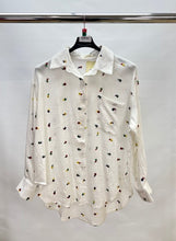 Load image into Gallery viewer, Cheesecloth cotton flower embroidered shirt
