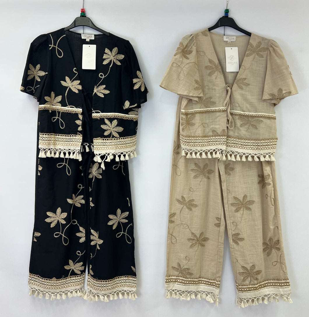 Cotton embroidered tassel co-ord