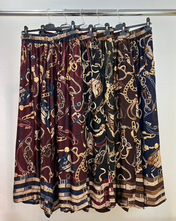 Silk blend printed trouser
