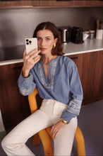 Load image into Gallery viewer, InApril 1986 denim embroidered blouse
