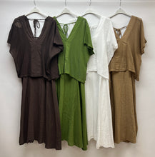 Load image into Gallery viewer, Cotton v-neck two piece dress
