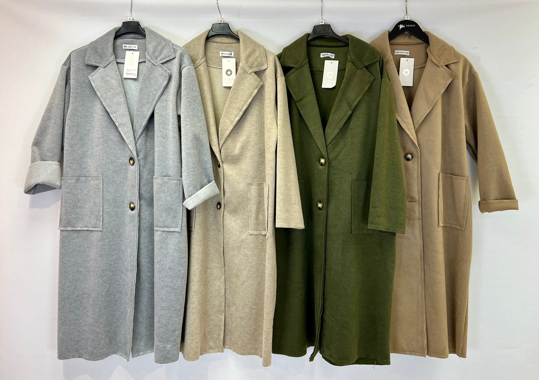 Faux moleskin pocket coat