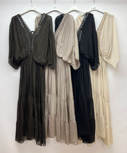 Load image into Gallery viewer, Silk sequin v-neck dress
