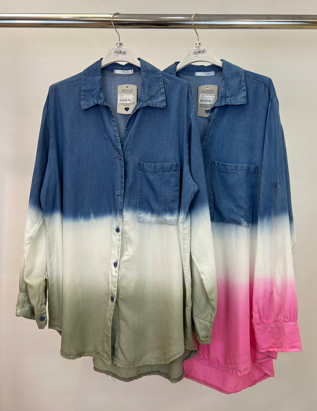 Denim dip dye pocket shirt