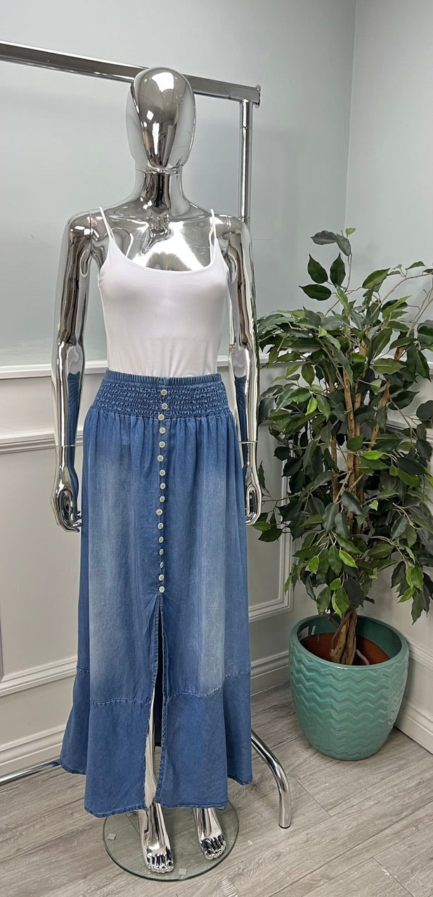 Denim waistband skirt