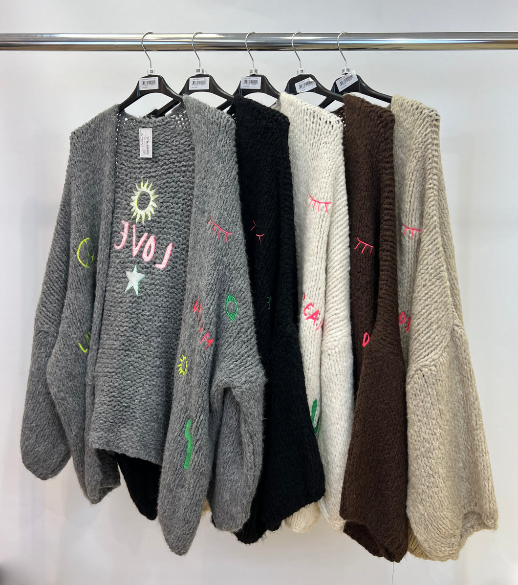 Embroidered knitted cardigan