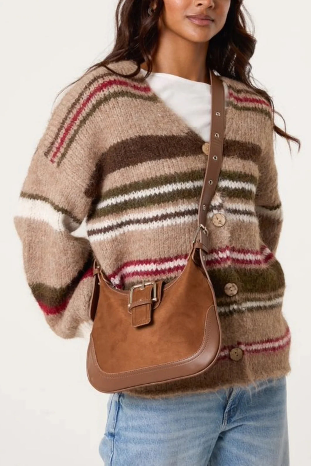 Multistripe mocha cardigan