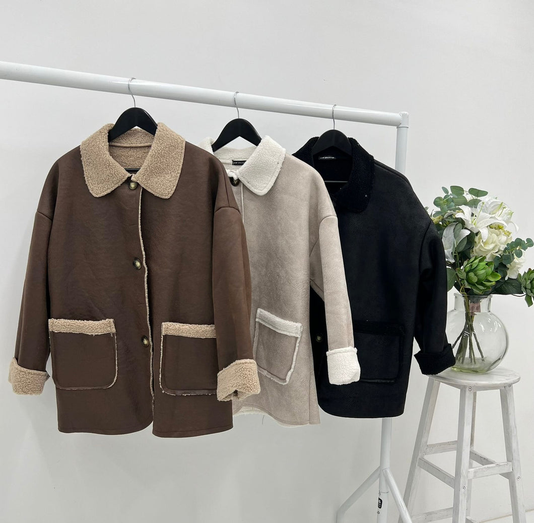 Faux sheepskin coat