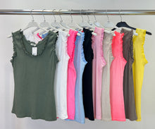 Load image into Gallery viewer, Frill hem ribbed cotton vest
