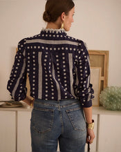 Load image into Gallery viewer, InApril 1986 cotton navy embroidered shirt
